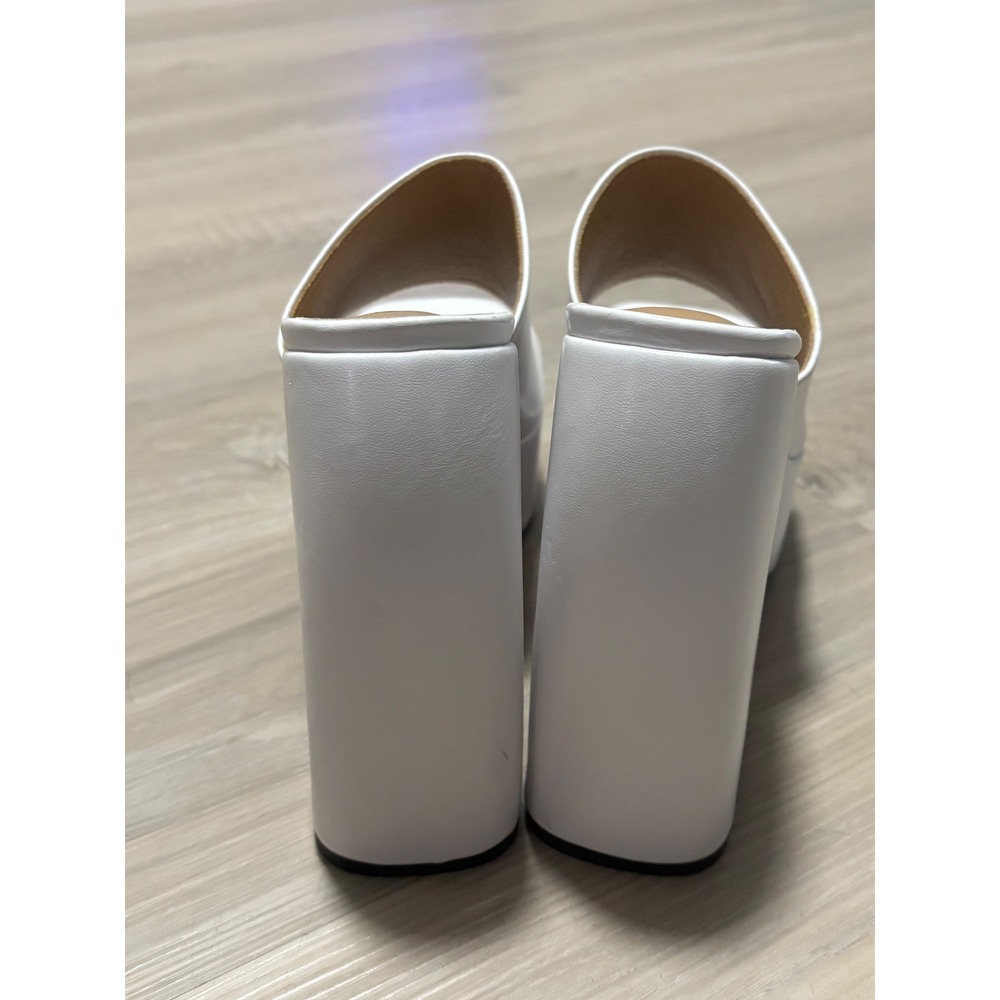 Dsevht White Platform Mule Heels Chunky Block Heel Sandals EU 39 US 8.5 - Picture 2 of 8